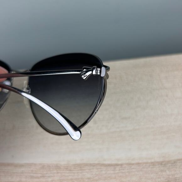 Chanel 4181 Cat Eye Sunglasses Silver Tone Wire Black Aviators Luxury Designer - Picture 5 of 16